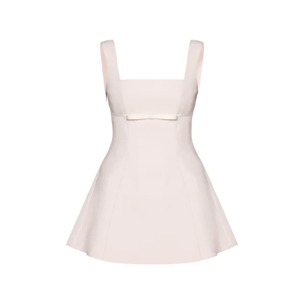 Crème Robe Droite Premium En Tissu Tissé Avec Détail Ceinture