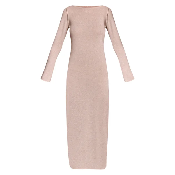 Crème Robe Maxi En Jersey À Manches Longues