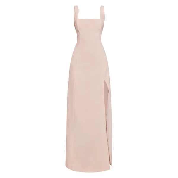 Crème Robe Midaxi Tissée À Encolure Dégagée