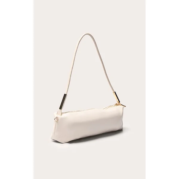 Crème Sac À Bandoulière En Synthétiquecuir Souple Avec Détails Dorés