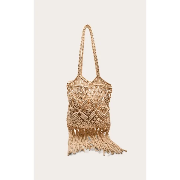 Crème Sac À Franges En Macramé