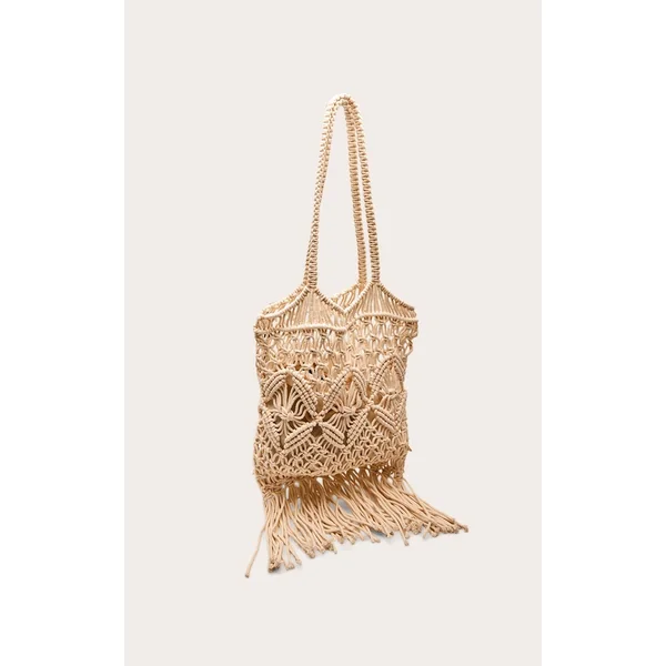 Crème Sac À Franges En Macramé
