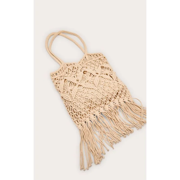 Crème Sac À Franges En Macramé