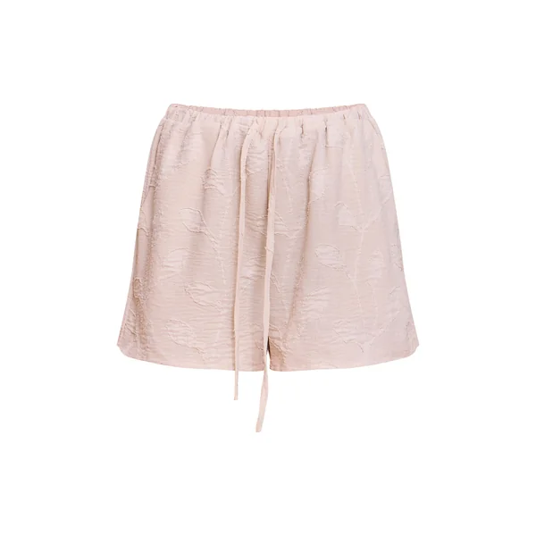 Crème Short Fluide Brodé À Motifs Floraux