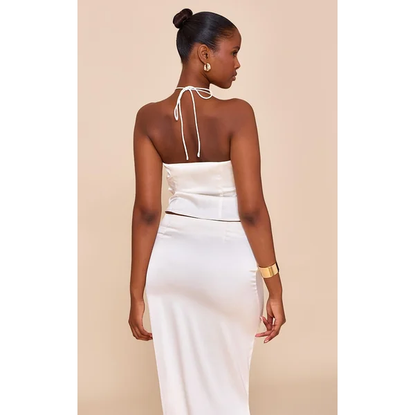 Crème Top Court Dos Nu En Satin