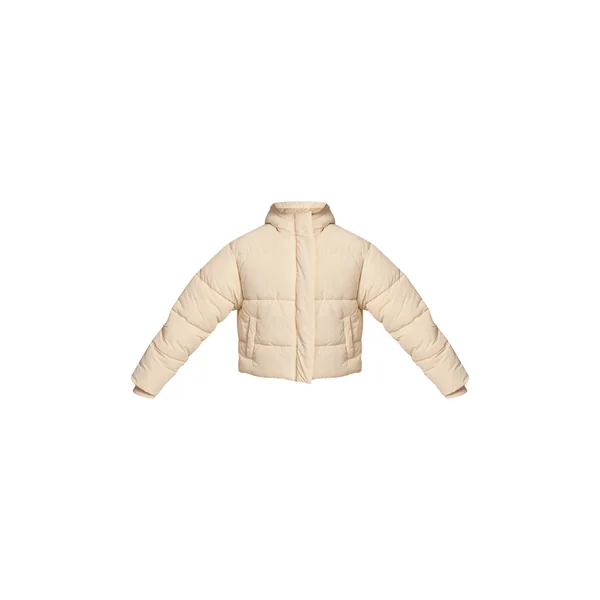 Crème Veste Doudoune Courte À Cordon De Serrage