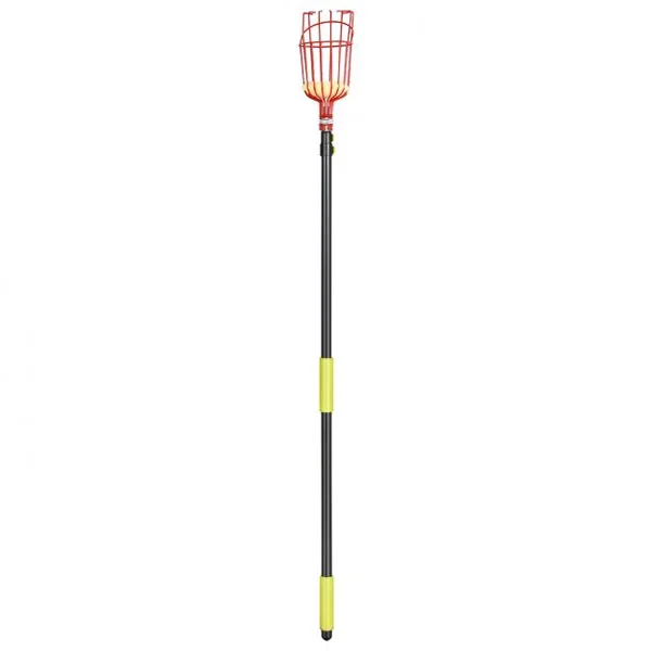 Cueilleur de Fruit Réglable de 145 cm-366 cm Ultra Léger Manche Télescopique Panier Pivotant en Aluminium et Fer Noir