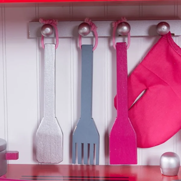 Cuisine en Bois pour Enfant 3+ ans Jeu de Cuisine enfants en pin Jeu Éducatif avec accessoires, vert, 60*30*103.5 cm