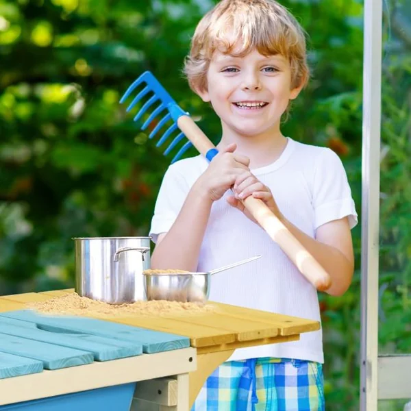 Cuisine Enfant Extérieure avec Robinet Stimulé Etagères Panneau Amovible