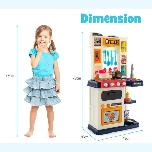 Cuisine Enfants 38 Accessoires Jouet Dînette Lumières et Sons Réalistes Cadeaux de Noël / d'Anniversaire 3 Ans+ Bleu