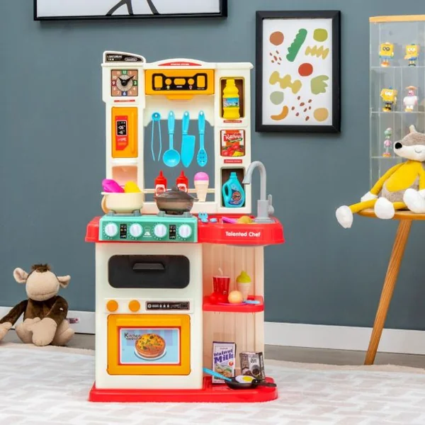 Cuisine Enfants 38 Accessoires Jouet Dînette Lumières et Sons Réalistes Cadeaux de Noël / d'Anniversaire 3 Ans+ Rose