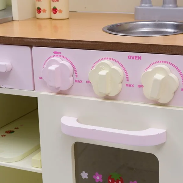 Cuisine pour Enfant en Bois Cuisine de Jouets Cuisine de Jeux Cuisine Éducatif Jeux de Rôle Blanc laiteux