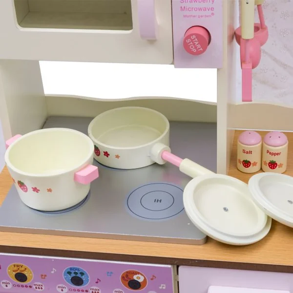 Cuisine pour Enfant en Bois Cuisine de Jouets Cuisine de Jeux Cuisine Éducatif Jeux de Rôle Blanc laiteux
