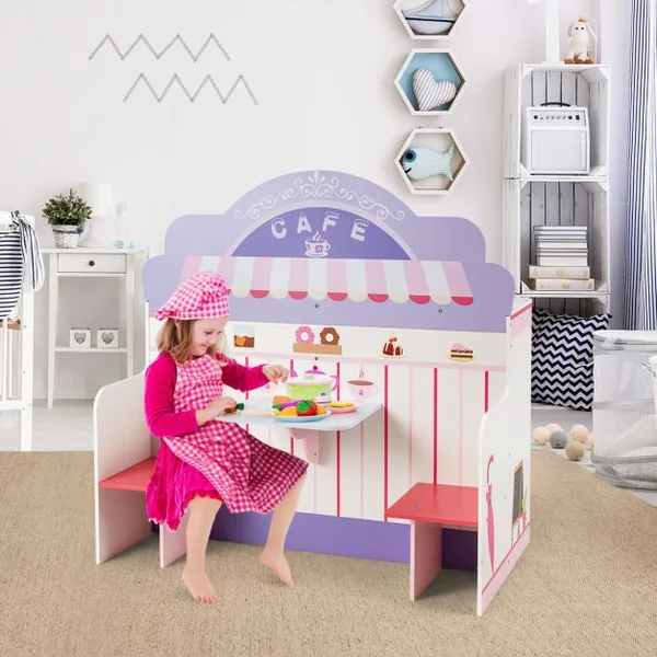 Cuisine pour Enfants en Bois Dînette Cuisinière Éducatif Boutons Rotatifs avec Effet Sonore