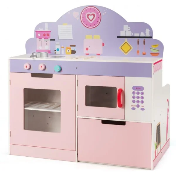 Cuisine pour Enfants en Bois Dînette Cuisinière Éducatif Boutons Rotatifs avec Effet Sonore