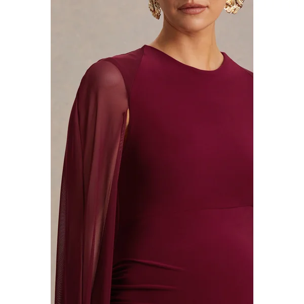 Currant | Robe longue de maternité baie à col arrondi avec cape
