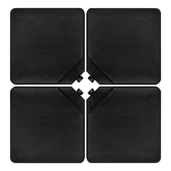 Dalle Parasol Déporté Lot de 4 Lestage Poids Parasol Carré en HDPE à Remplir 13 L d'Eau ou 19,5 Kg de Sable Base pour Parasol avec Poignée 100 x 100 x 7 cm