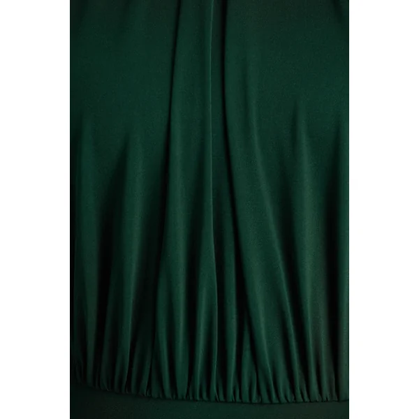 Darielle | Robe Longue Vert Bouteille à Col Haut et Manches Cape