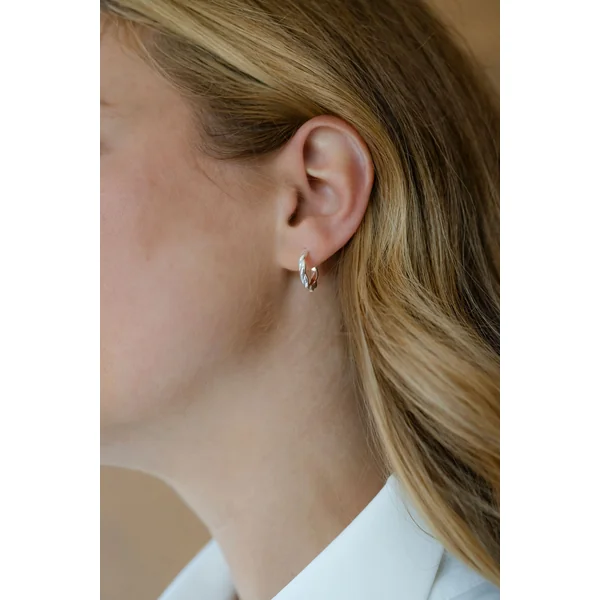 DECLAN - Boucles d’oreilles anneaux torsadées recyclées - plaqué argent