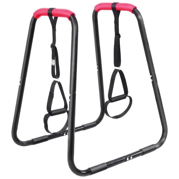 Demi-barres Parallèles de Musculation avec 2 Sangles de Suspension et Poignée en Mousse en Acier, 86x71x96,5cm, Noir