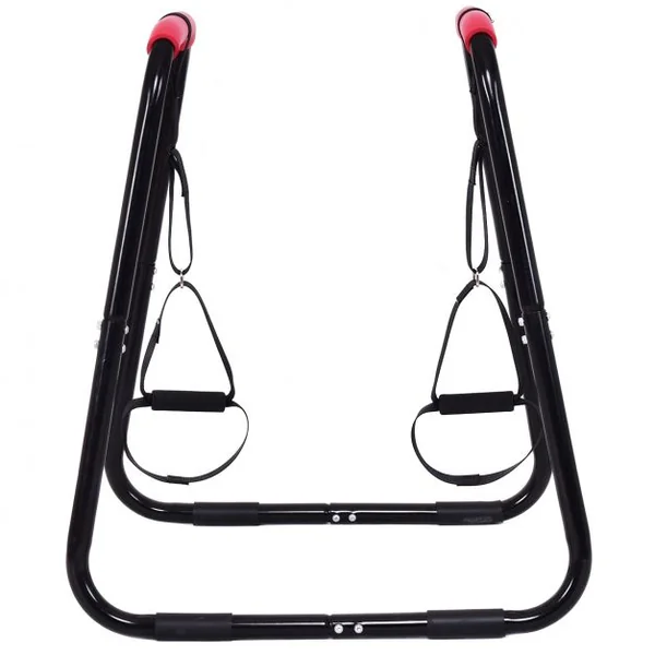 Demi-barres Parallèles de Musculation avec 2 Sangles de Suspension et Poignée en Mousse en Acier, 86x71x96,5cm, Noir