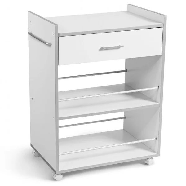 Desserte Polyvalente Roulante Chariot de Cuisine Roulant Tiroir et Porte-serviettes Capacité 30kg 60x39x81cm Blanc