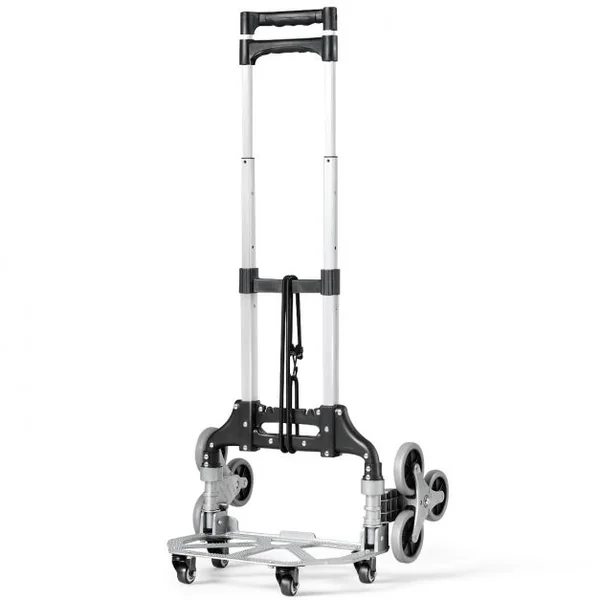 Diable Pliable en Aluminium Chariot de Transport Bande Elastique Réglable 3 Positions Poignée Télescopique Capacité 80kg