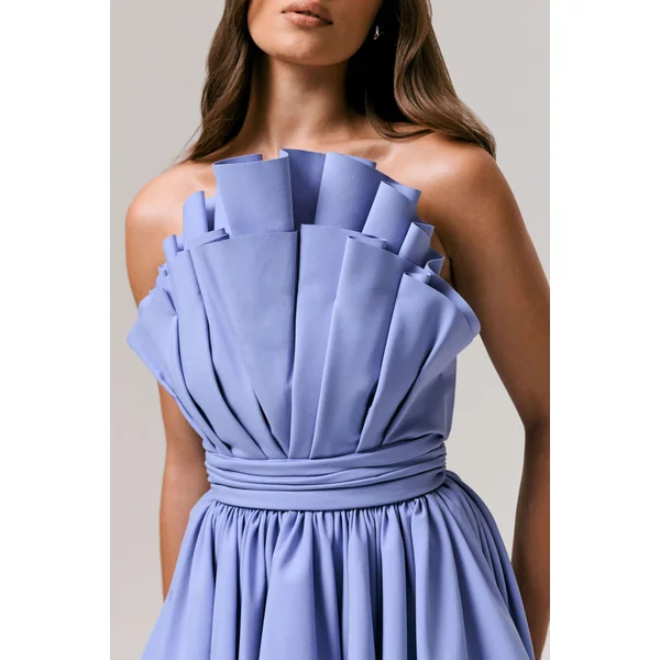 Distinguished | Mini-Robe Asymétrique à Volants Bleu Poudré