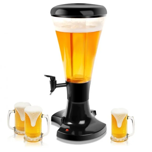 Distributeur de Bière avec Robinet et Colonne de Glaçon Girafe à Bière Tireuse à Bière Volume de 3 Litres en ABS Noir