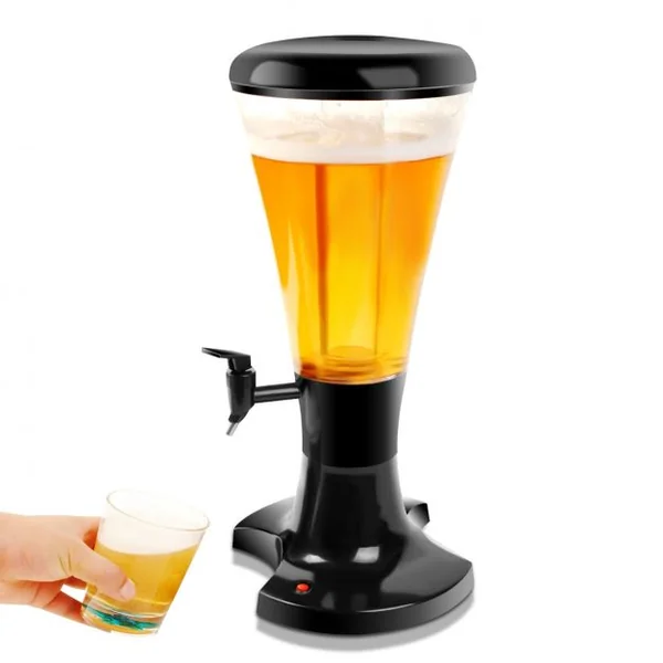 Distributeur de Bière avec Robinet et Colonne de Glaçon Girafe à Bière Tireuse à Bière Volume de 3 Litres en ABS Noir