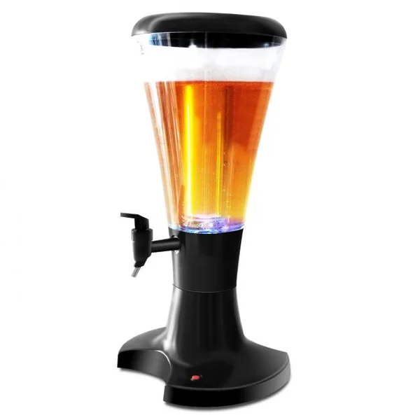 Distributeur de Bière avec Robinet et Colonne de Glaçon Girafe à Bière Tireuse à Bière Volume de 3 Litres en ABS Noir