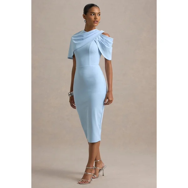 Dorothea | Robe Mi-Longue Drapée Bleu