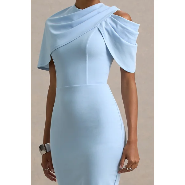 Dorothea | Robe Mi-Longue Drapée Bleu