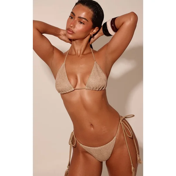 Doré Bas De Bikini Lurex À Nouer Sur Les Côtés