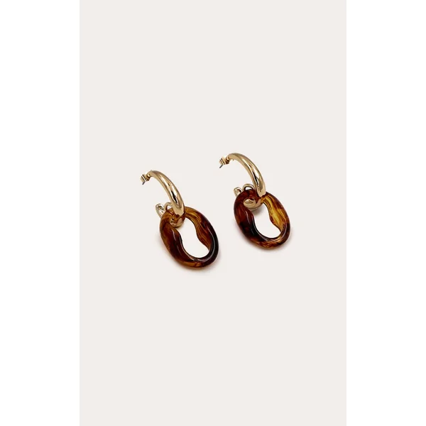 Doré Boucles D'oreilles Créoles Drapées À Maillons Multiples Effet Écaille De Tortue Lisse