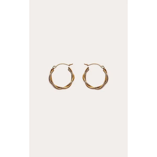 Doré Boucles D'oreilles Créoles Torsadées Lisses En Acier Inoxydable