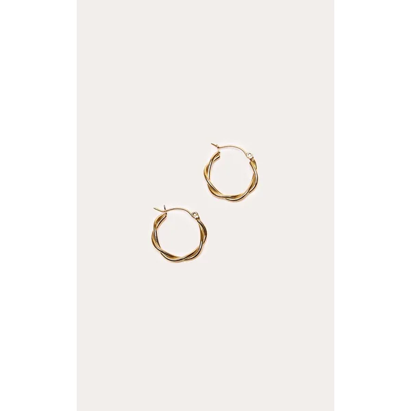 Doré Boucles D'oreilles Créoles Torsadées Lisses En Acier Inoxydable