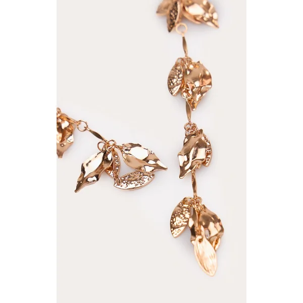 Doré Boucles D'oreilles Drapées Feuille Dorée