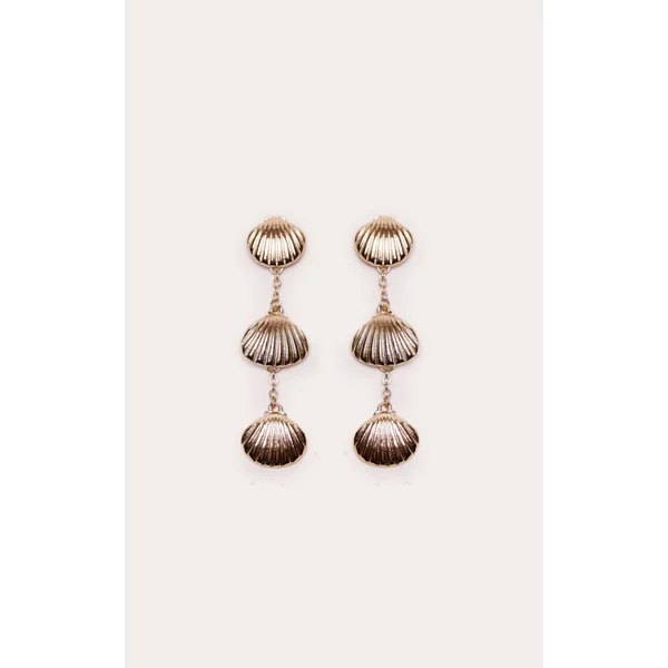 Doré Boucles D'oreilles Délicates À Coquillage Drapé