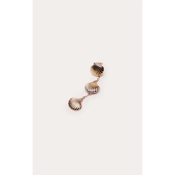 Doré Boucles D'oreilles Délicates À Coquillage Drapé