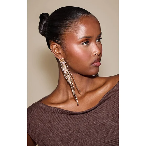 Doré Boucles D'oreilles Pendantes À Pompons Dorés