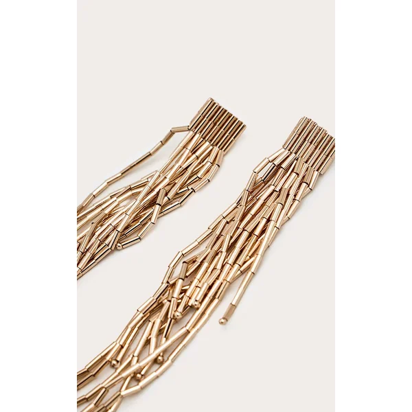 Doré Boucles D'oreilles Pendantes À Pompons Dorés