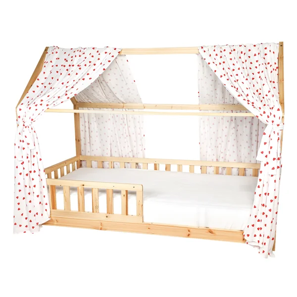 Double canopy set with hearts in cotton gauze, Lovio