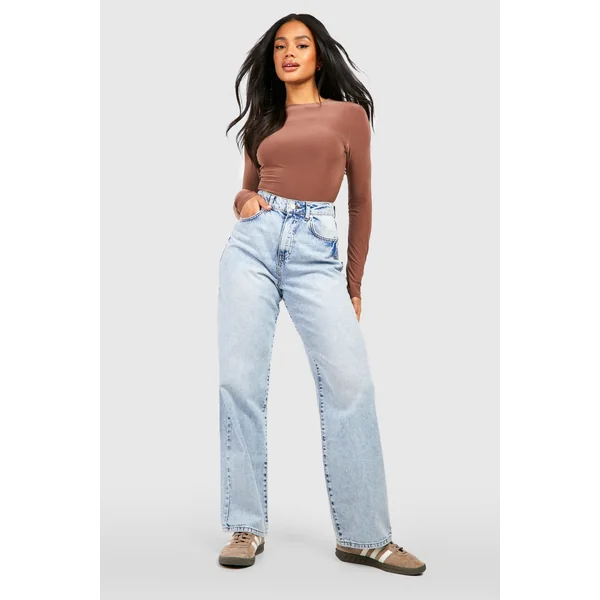 Double Layer Slinky Long Sleeve Crew Neck Bodysuit