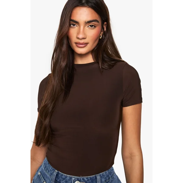 Double Layer Slinky Short Sleeve Bodysuit