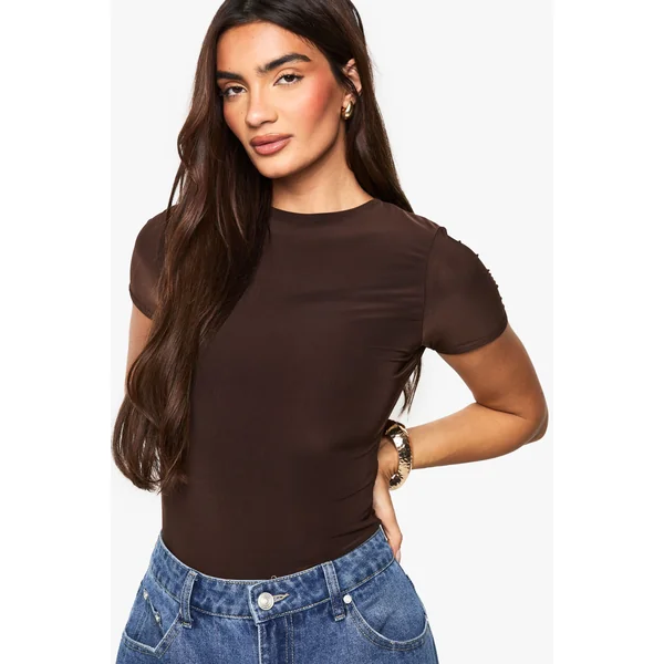 Double Layer Slinky Short Sleeve Bodysuit