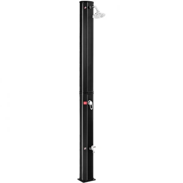 Douche d’Extérieur Solaire pour Piscine Capacité de 35 Litres Température de l’Eau Réglable en PVC Haut 220cm Aucune Connexion Electrique Requise Noir