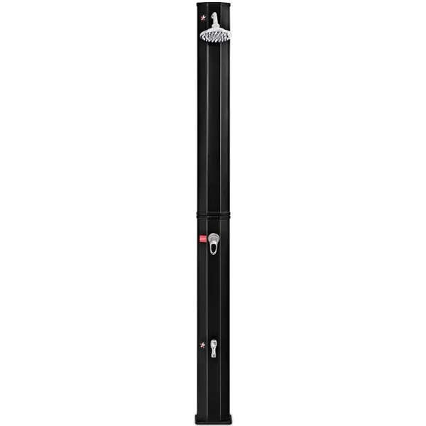 Douche d’Extérieur Solaire pour Piscine Capacité de 35 Litres Température de l’Eau Réglable en PVC Haut 220cm Aucune Connexion Electrique Requise Noir