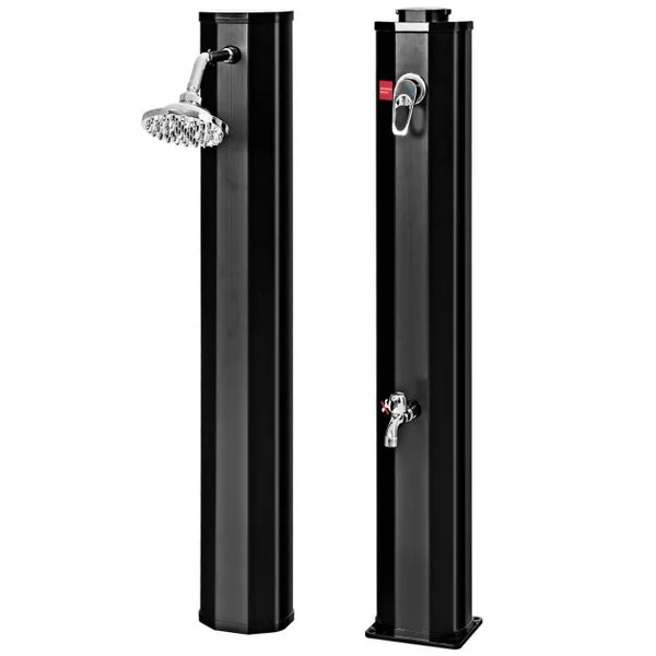 Douche d’Extérieur Solaire pour Piscine Capacité de 35 Litres Température de l’Eau Réglable en PVC Haut 220cm Aucune Connexion Electrique Requise Noir