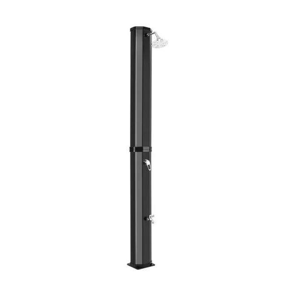 Douche Solaire d’Extérieur 60 L Douche d’Extérieur à Chauffage 227 cm avec Pommeau de Douche Pivotant Robinet Noir